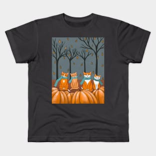 Ginger Autumn Kitties Kids T-Shirt